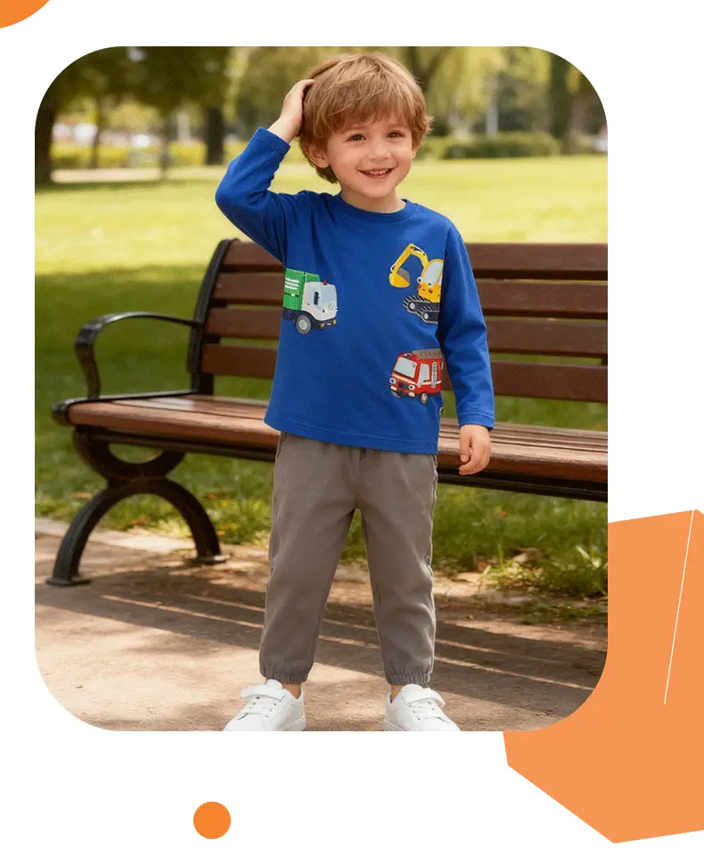 Blue Cotton Kids Sweatshirt with Excavator Print — feature 6