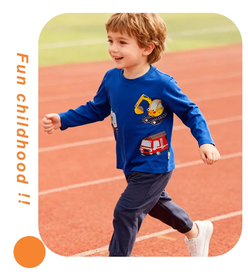 Blue Cotton Kids Sweatshirt with Excavator Print — feature 7