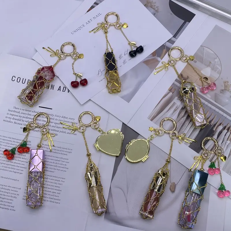 Cute Style High-End Personalized Love Mirror Pendant Stainless Steel Versatile Lipstick Mesh Keychain Pendant Wholesale Office, culture - Image 14