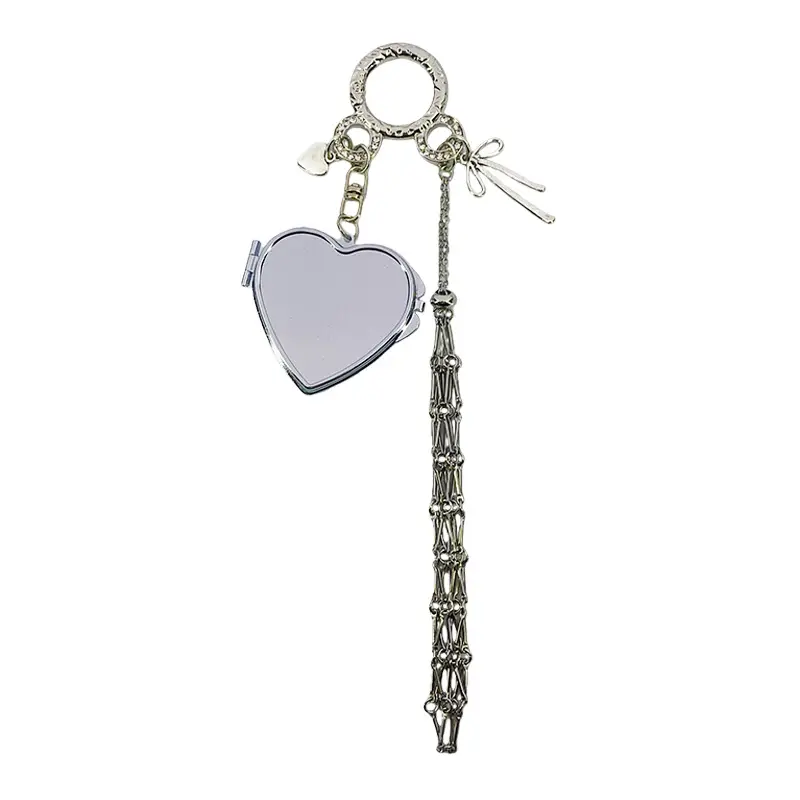 Cute Style High-End Personalized Love Mirror Pendant Stainless Steel Versatile Lipstick Mesh Keychain Pendant Wholesale Office, culture - Image 15