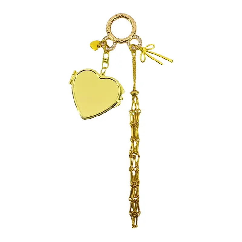 Cute Style High-End Personalized Love Mirror Pendant Stainless Steel Versatile Lipstick Mesh Keychain Pendant Wholesale Office, culture - Image 2