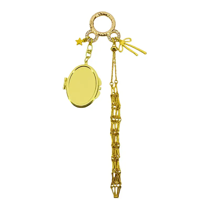 Cute Style High-End Personalized Love Mirror Pendant Stainless Steel Versatile Lipstick Mesh Keychain Pendant Wholesale Office, culture - Image 4