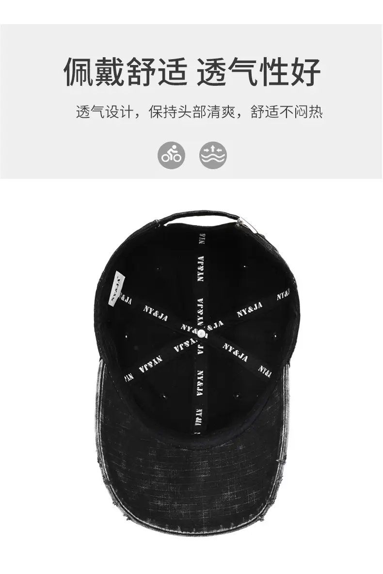 Washed Retro Letter Baseball Cap for Women Men — feature 4