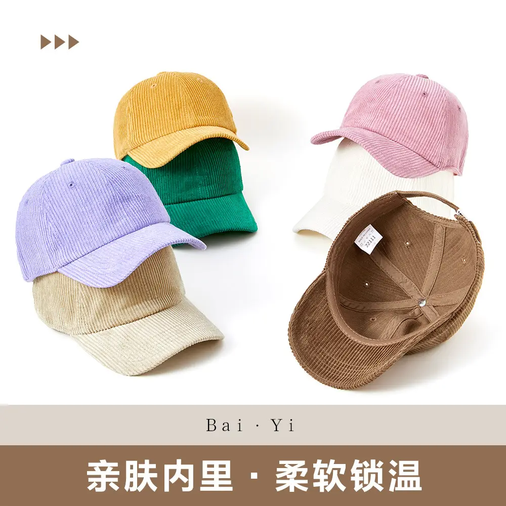 Purple Corduroy Peaked Cap for Men Winter Warm