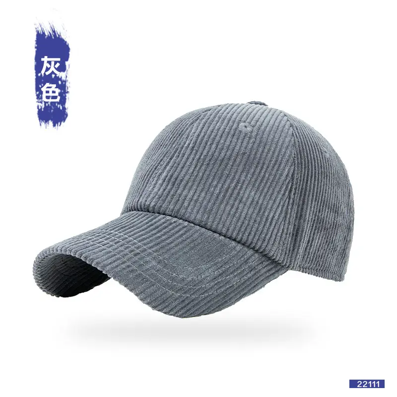 Purple Corduroy Peaked Cap for Men Winter Warm