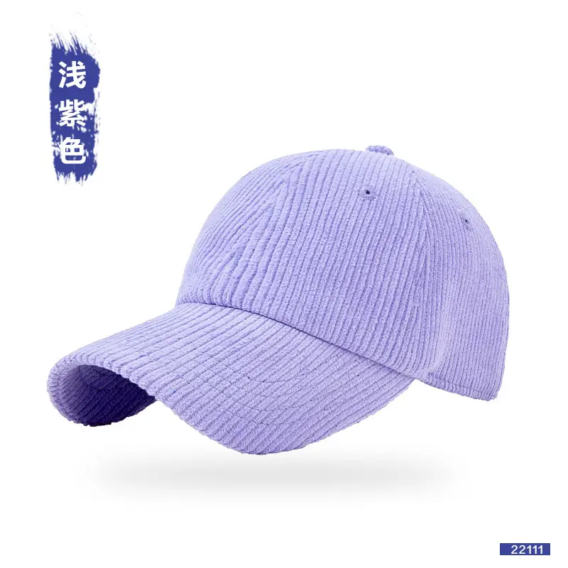 Purple Corduroy Peaked Cap for Men Winter Warm