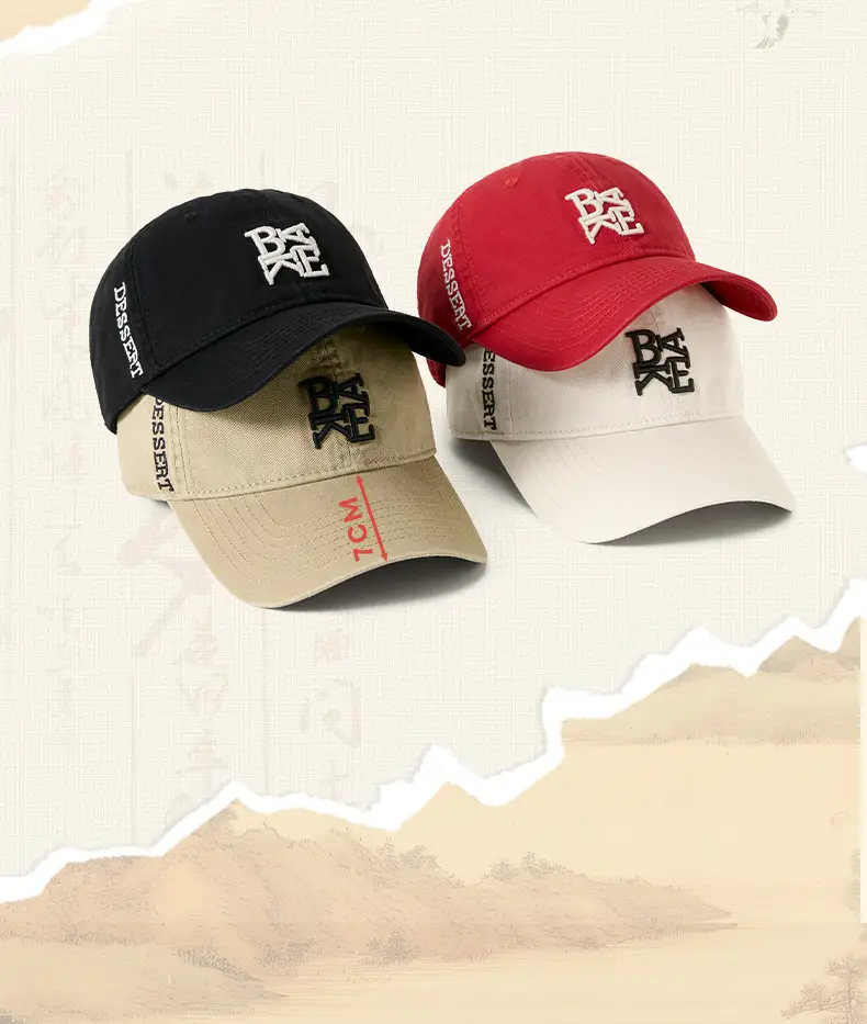 Japanese Style Embroidered Cap Beige Pink Unisex Cotton Sun Hat — feature 10