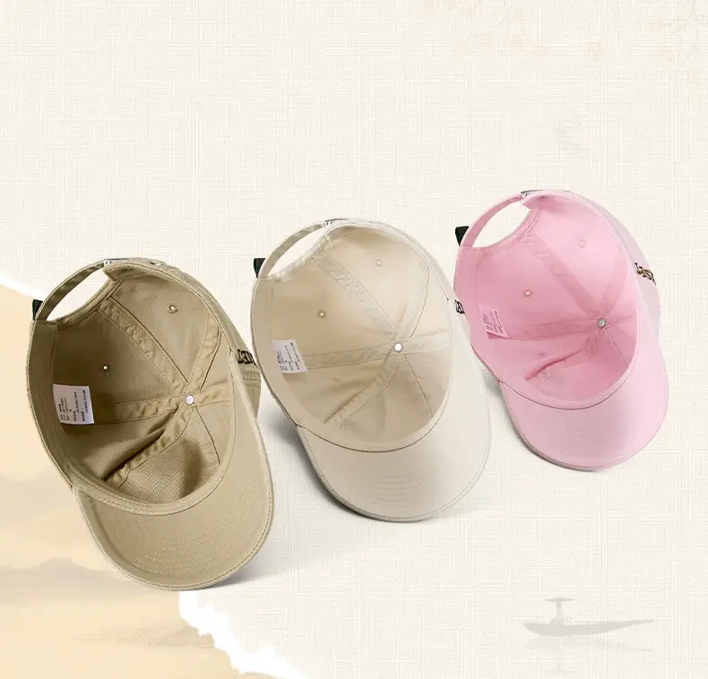Japanese Style Embroidered Cap Beige Pink Unisex Cotton Sun Hat — feature 8