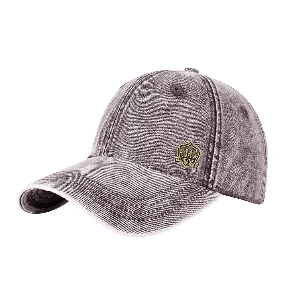 Gray Wash Denim Baseball Cap for Men - Image 11
