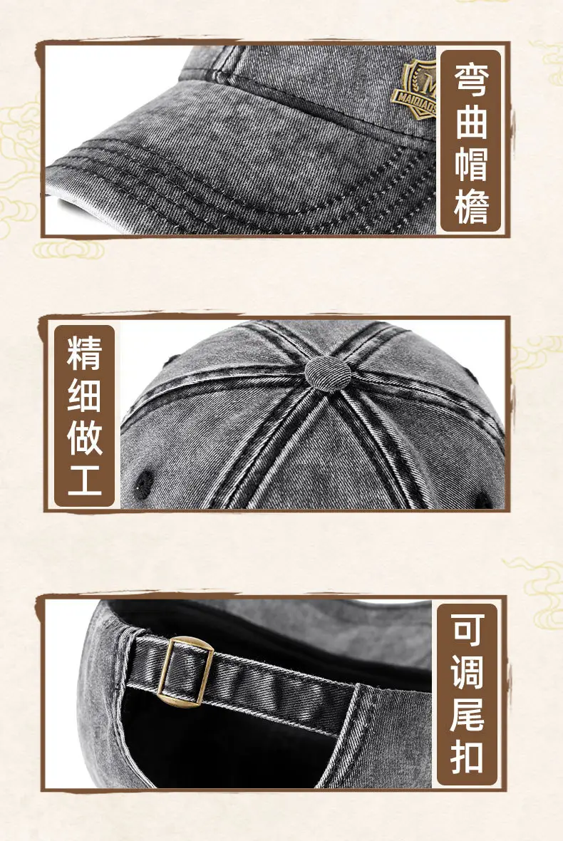 Gray Wash Denim Baseball Cap for Men — feature 13