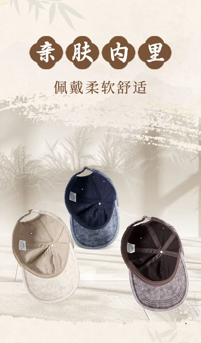 Gray Wash Denim Baseball Cap for Men — feature 6