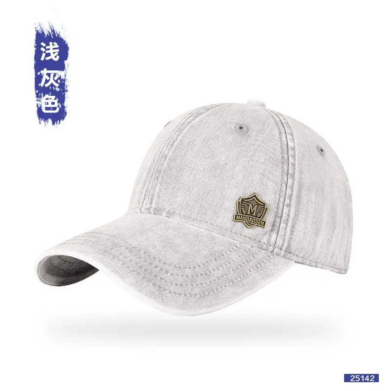 Gray Wash Denim Baseball Cap for Men - Image 6