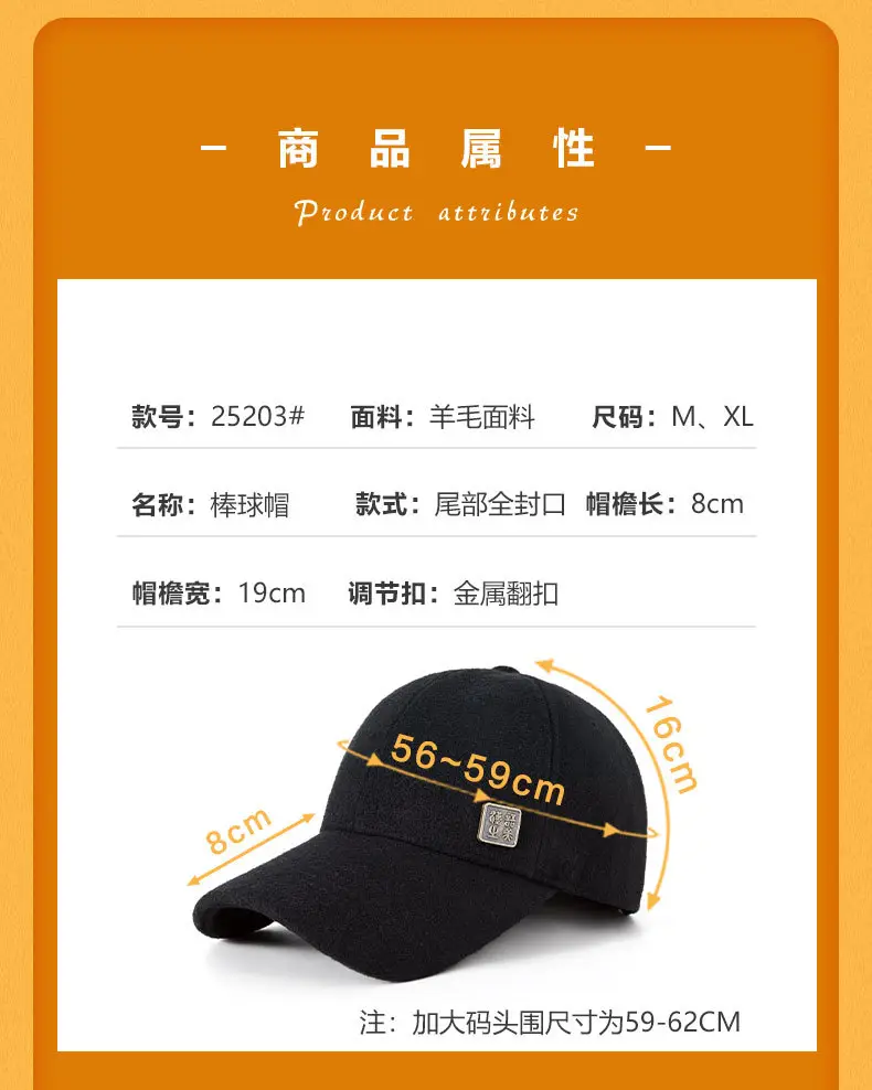 Men's Autumn Winter Baseball Caps with Metal Logo — feature 9
