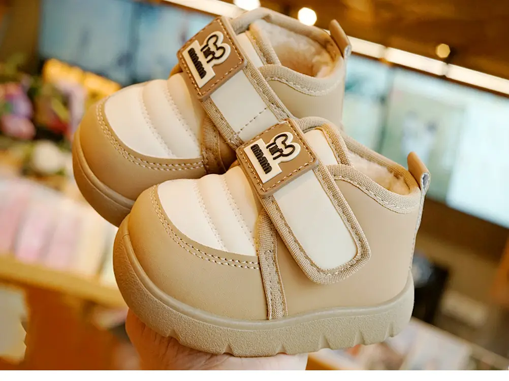 Toddler Winter Velvet Shoes Black Thick Sole — feature 5