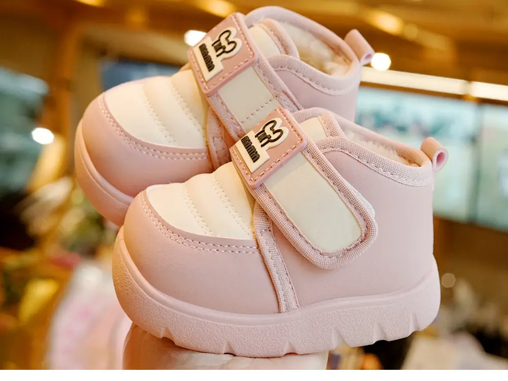 Toddler Winter Velvet Shoes Black Thick Sole — feature 7