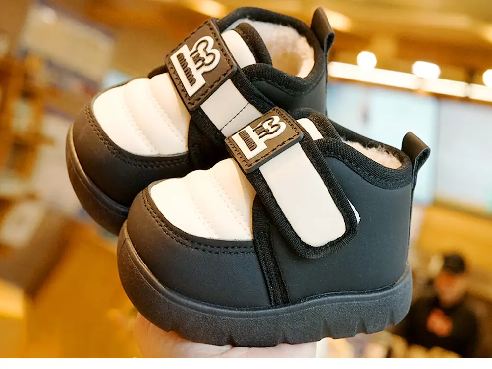Toddler Winter Velvet Shoes Black Thick Sole — feature 9