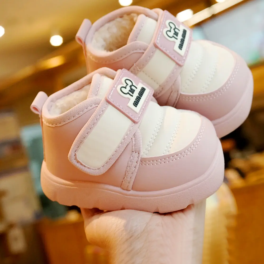 Toddler Winter Velvet Shoes Black Thick Sole