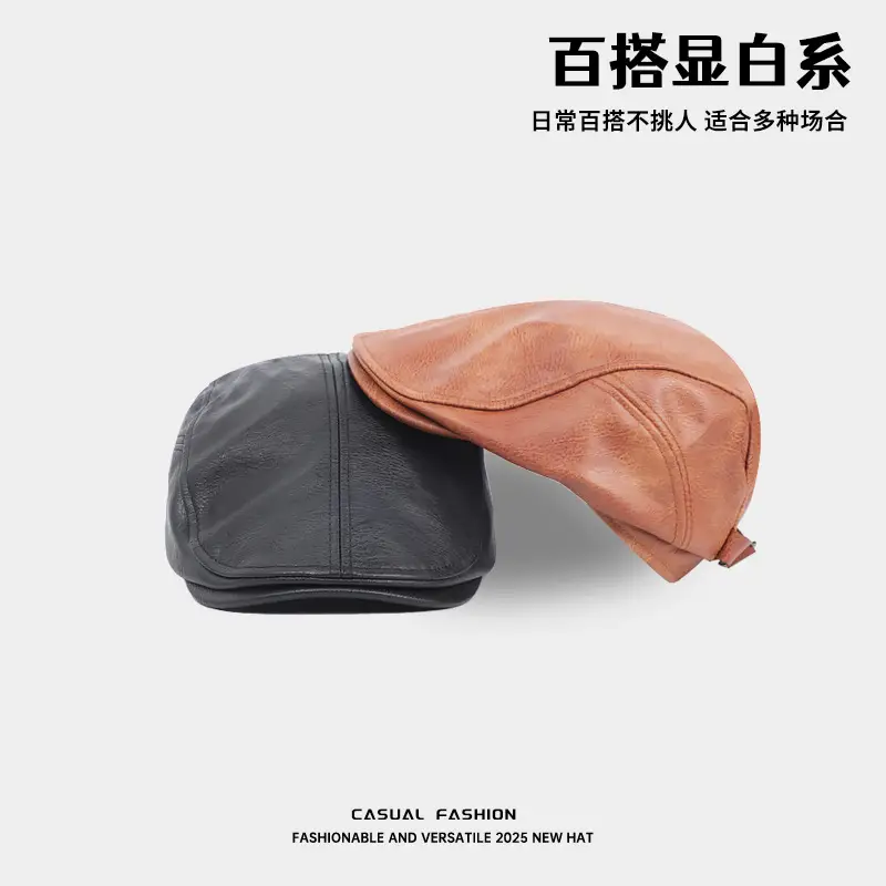 Women's New Forward PU Leather Peaked Cap Tan - Image 5