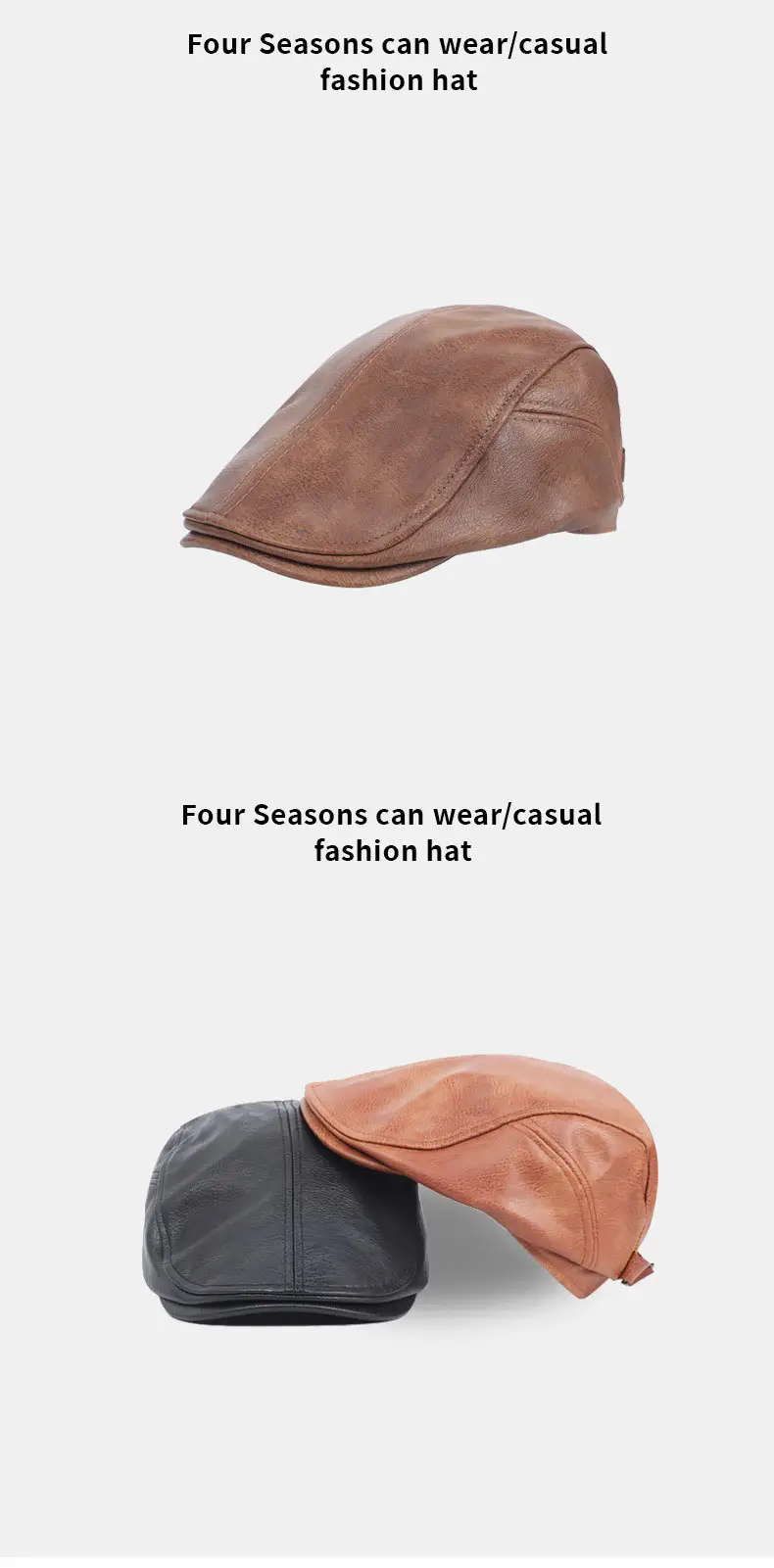Women's New Forward PU Leather Peaked Cap Tan — feature 10