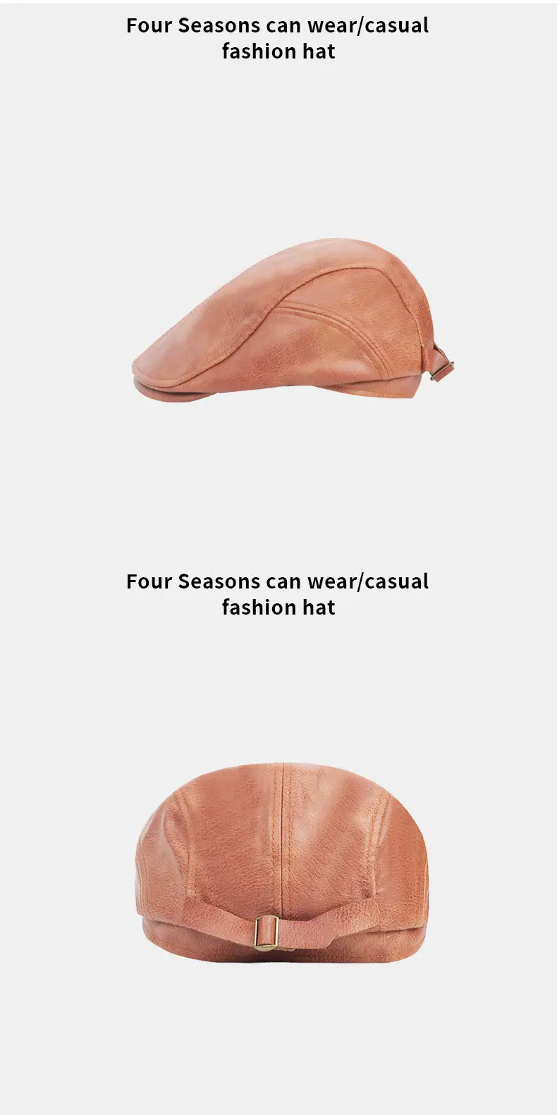 Women's New Forward PU Leather Peaked Cap Tan — feature 11