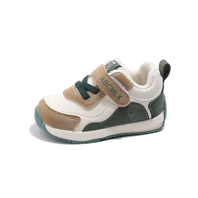 Baby Boy Winter Warm Sneakers Green White Soft Sole