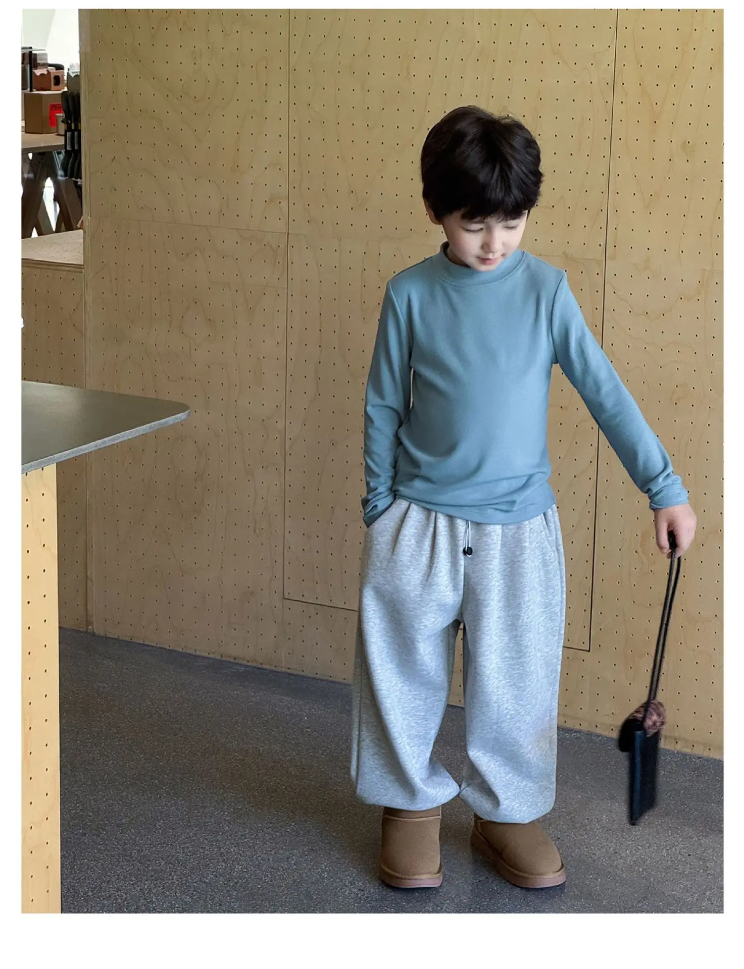 Boys Blue Long Sleeve T-Shirt for Kids Winter Base — feature 30
