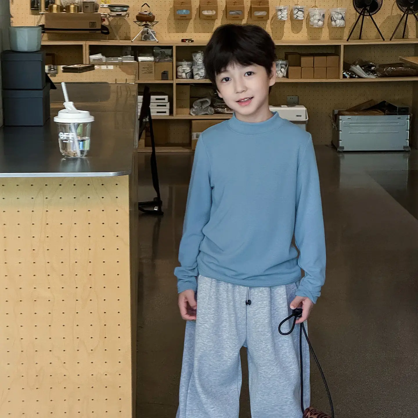 Boys Blue Long Sleeve T-Shirt for Kids Winter Base - Image 3