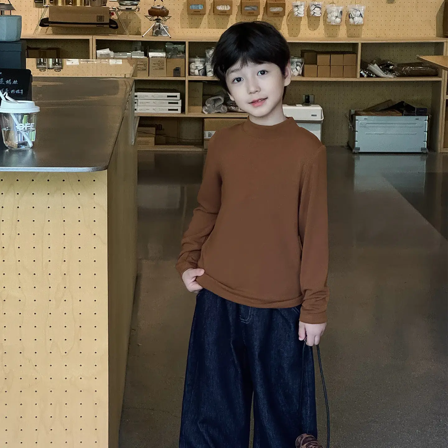Boys Blue Long Sleeve T-Shirt for Kids Winter Base - Image 4