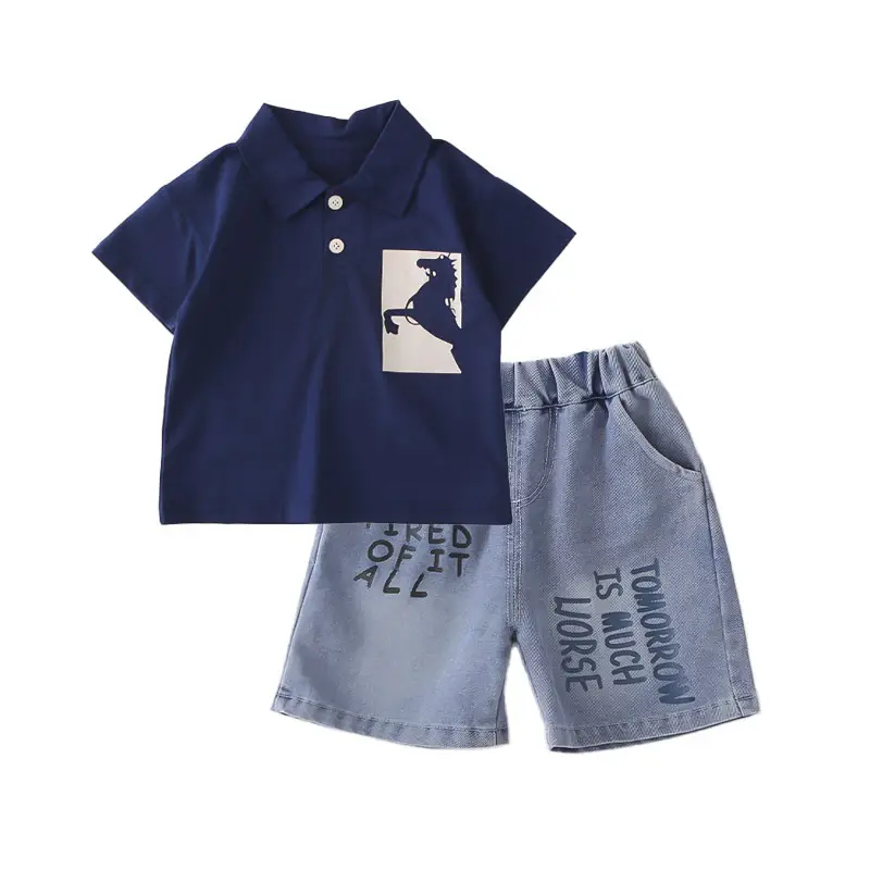 Foreign Trade Boys Blue Short Sleeve T-Shirt Summer 2026 - Image 5
