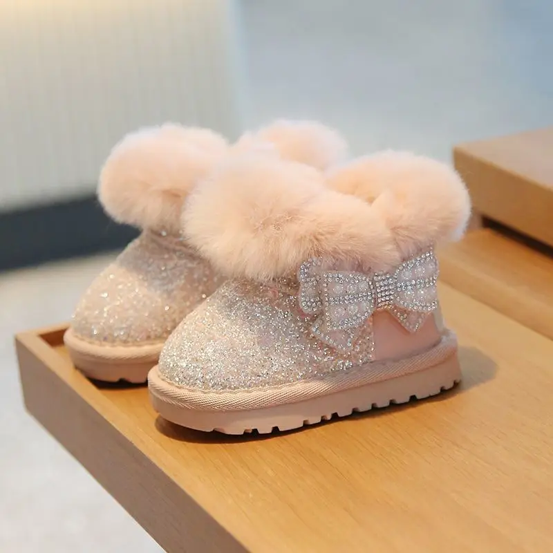Baby Girl Fleece Lined Snow Boots Warm Winter Shoes