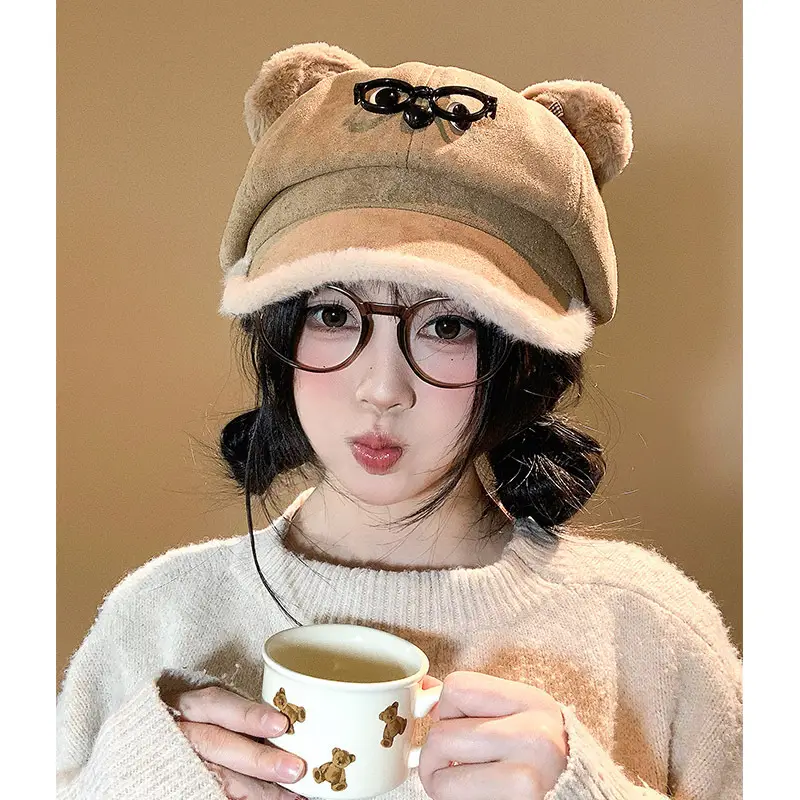 Cute Bear Ears Baseball Cap for Women Winter Coat - Image 7