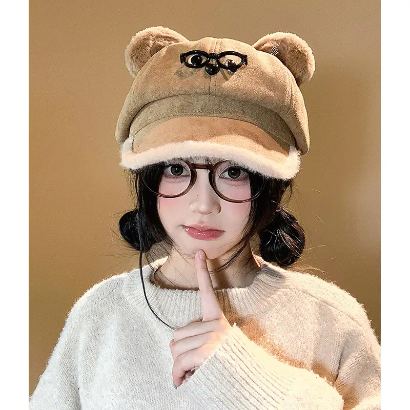 Cute Bear Ears Baseball Cap for Women Winter Coat - Image 8