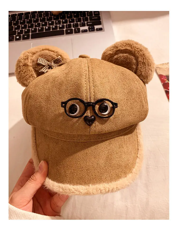 Cute Bear Ears Baseball Cap for Women Winter Coat — feature 4