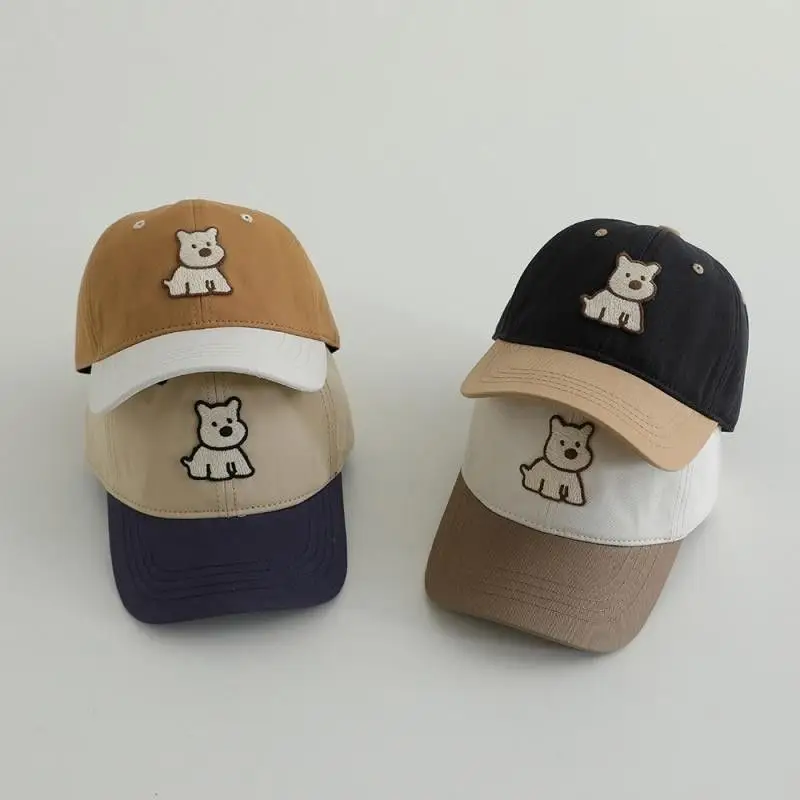 Red White Puppy Embroidered Baseball Cap for Boys Girls — feature 1