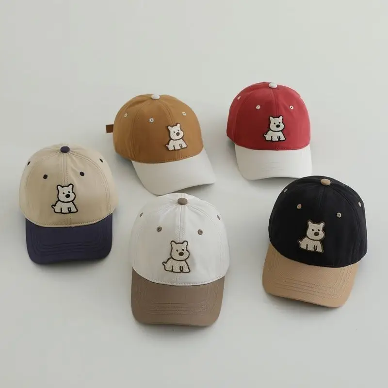 Red White Puppy Embroidered Baseball Cap for Boys Girls — feature 3