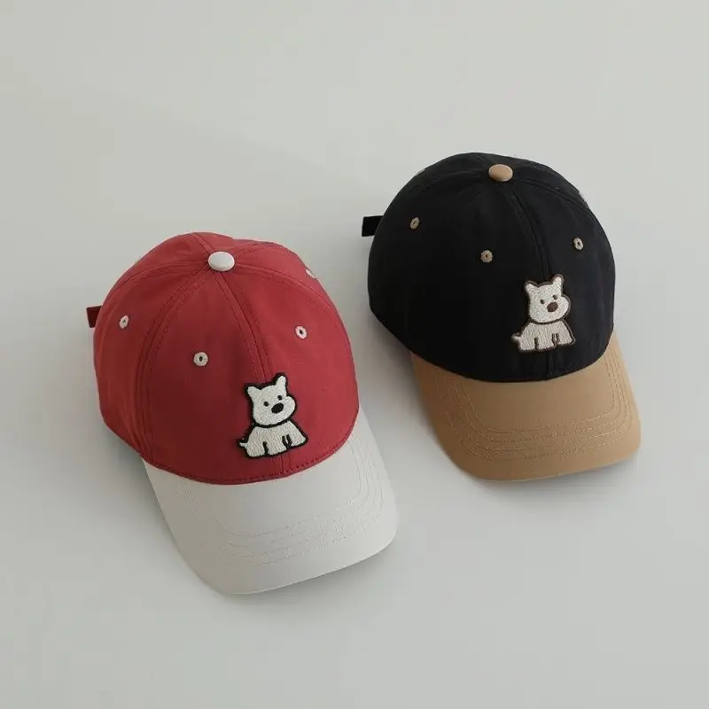 Red White Puppy Embroidered Baseball Cap for Boys Girls — feature 7