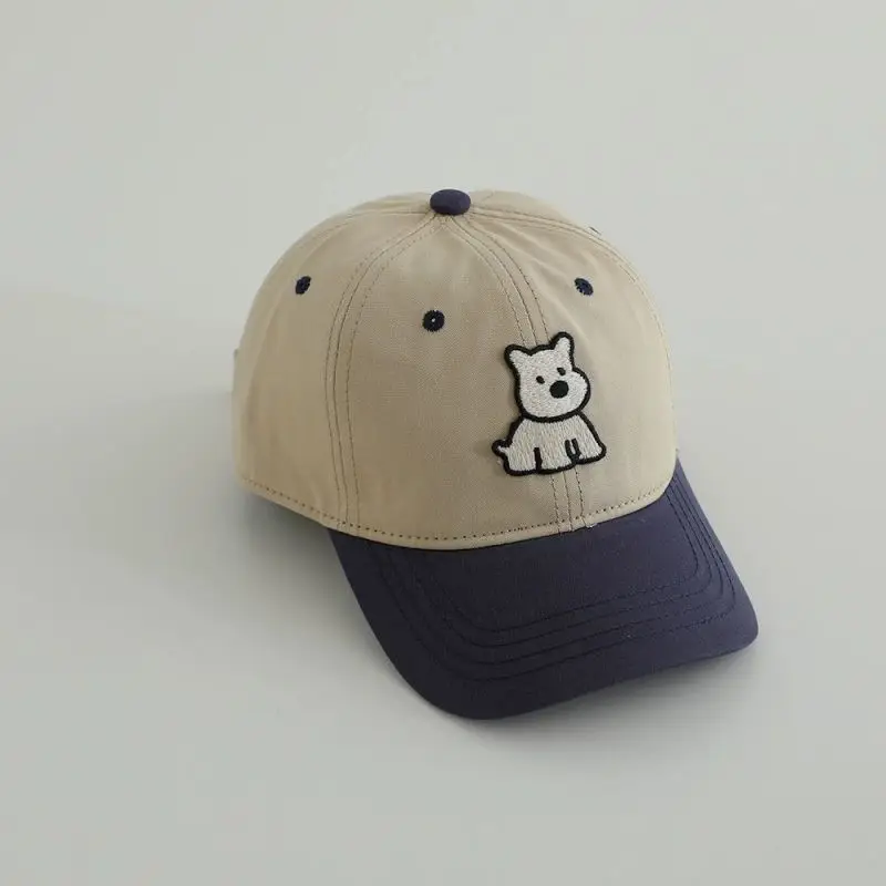 Red White Puppy Embroidered Baseball Cap for Boys Girls