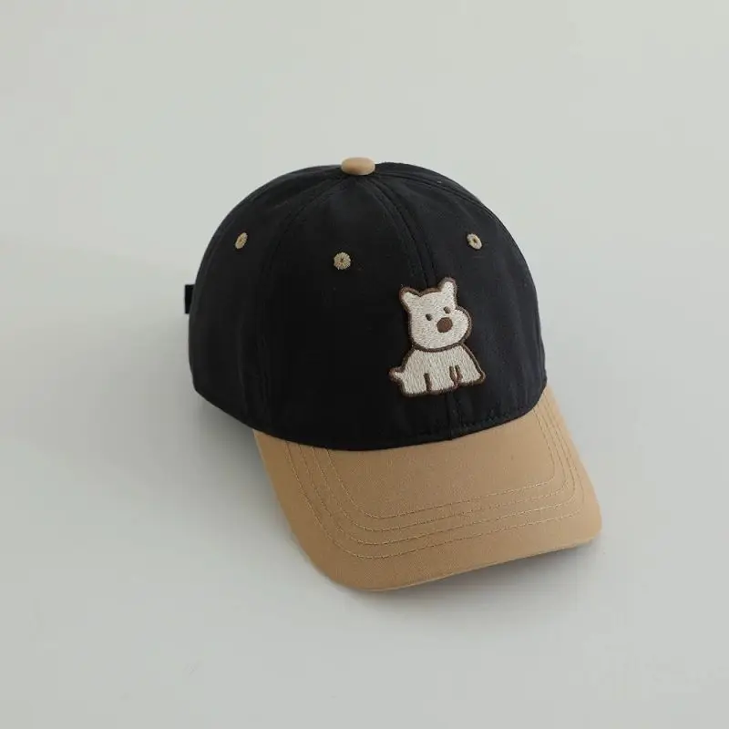 Red White Puppy Embroidered Baseball Cap for Boys Girls