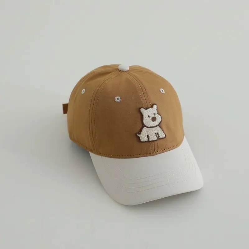 Red White Puppy Embroidered Baseball Cap for Boys Girls