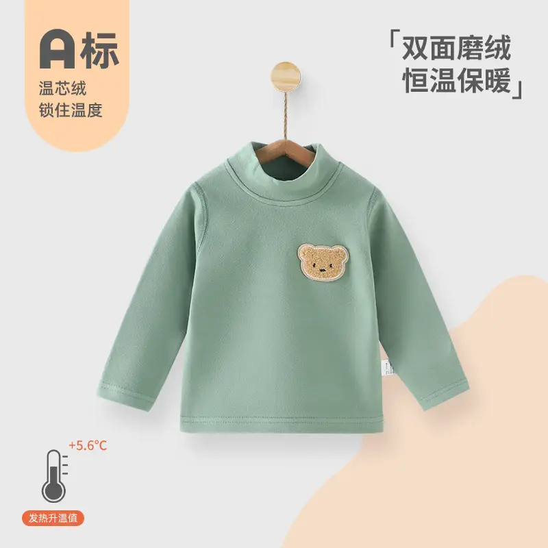 Baby Velvet T-Shirt Blue Warm Thermal Top - Image 2