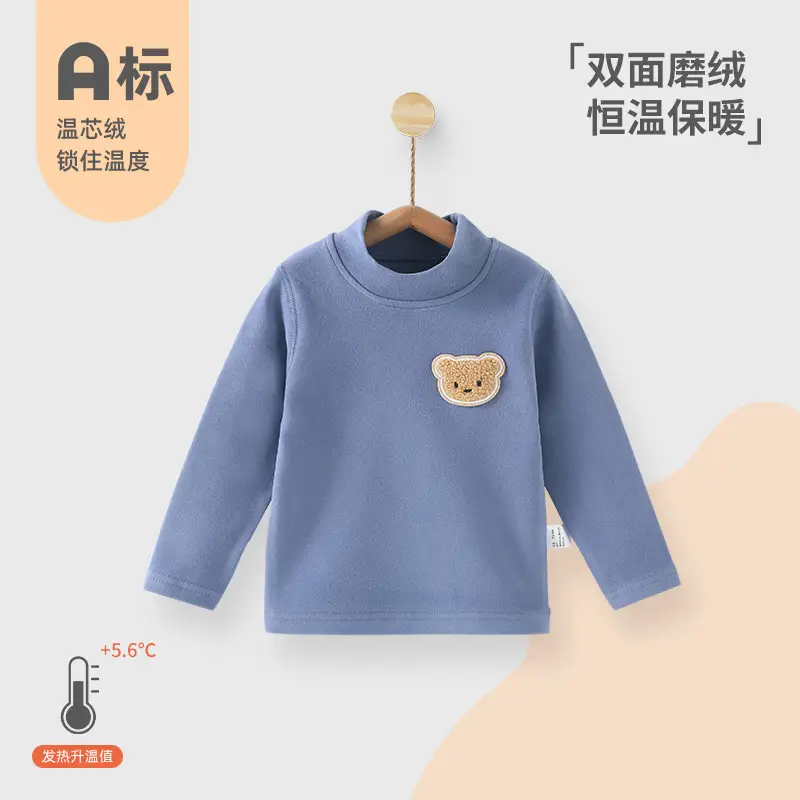 Baby Velvet T-Shirt Blue Warm Thermal Top - Image 3