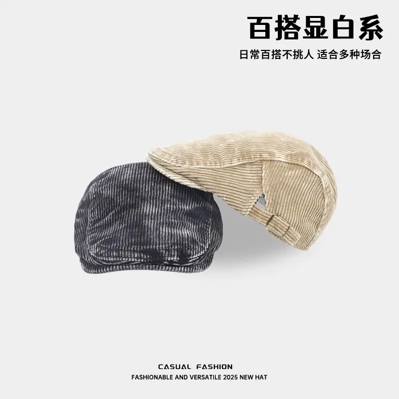Men's Autumn Winter Forward Hat Corduroy Cotton Washable - Image 7