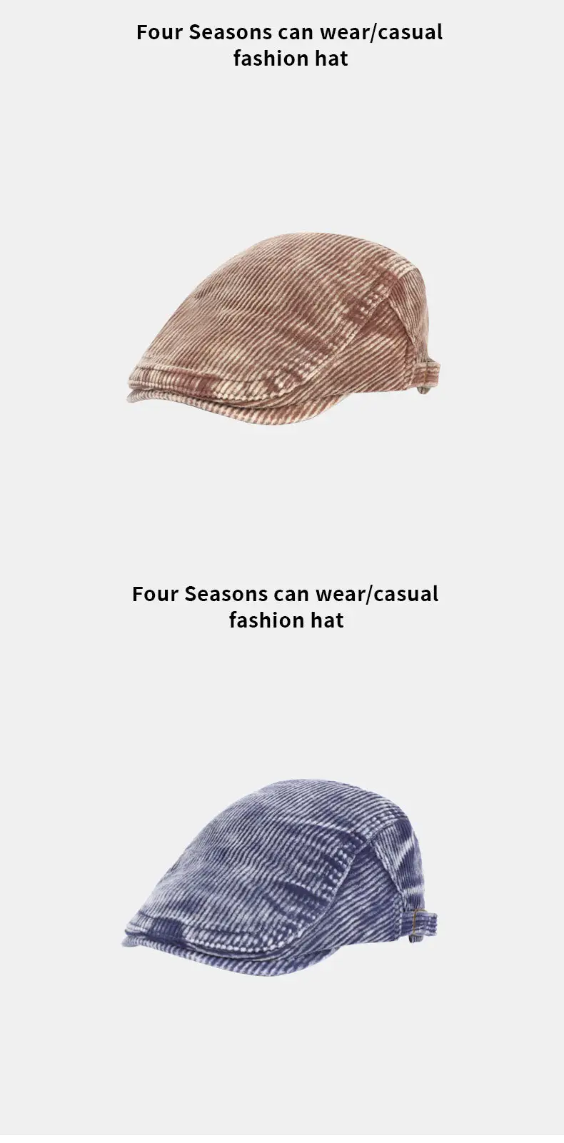 Men's Autumn Winter Forward Hat Corduroy Cotton Washable — feature 11