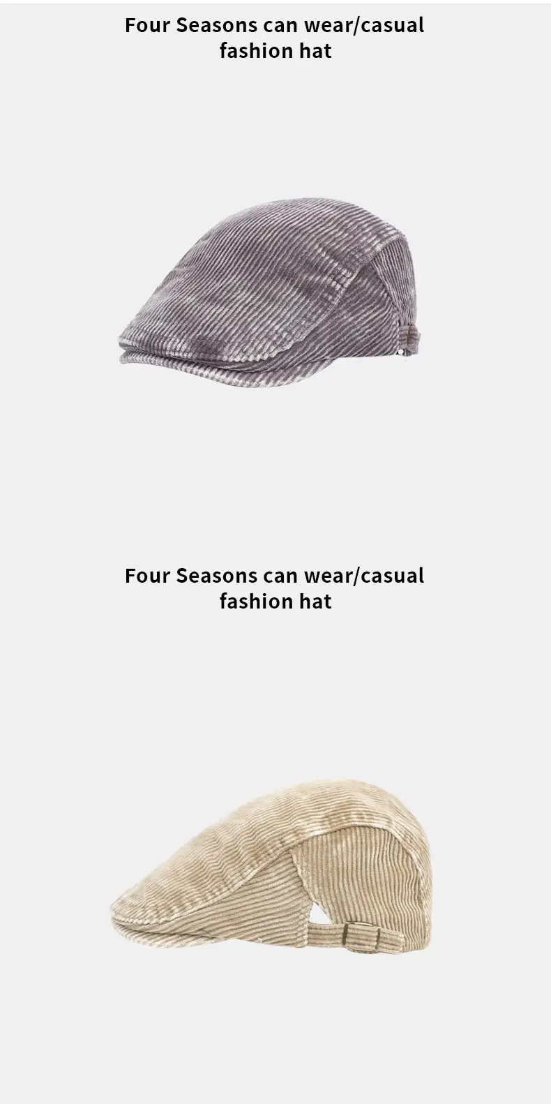 Men's Autumn Winter Forward Hat Corduroy Cotton Washable — feature 12
