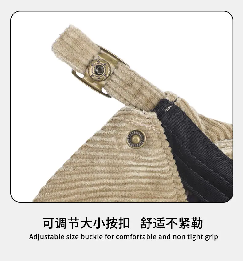 Men's Autumn Winter Forward Hat Corduroy Cotton Washable — feature 14