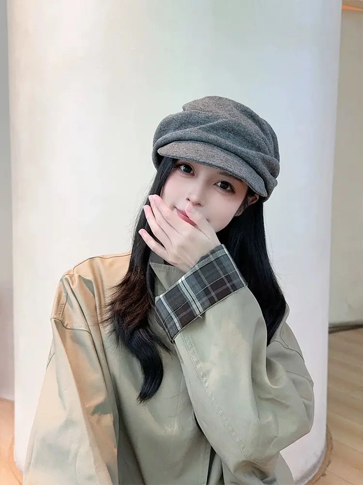 Wool Blend Flat-Top Hooded Beret for Women Autumn Winter — feature 4