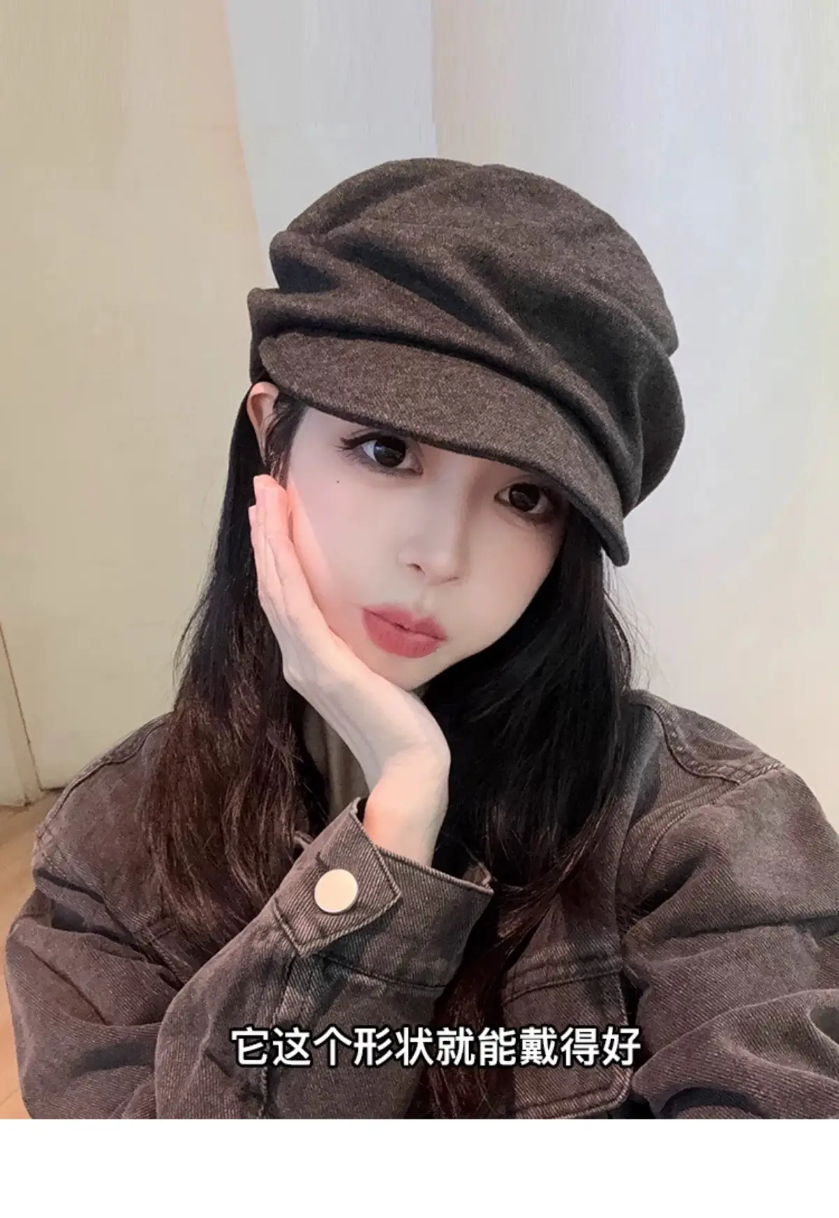 Wool Blend Flat-Top Hooded Beret for Women Autumn Winter — feature 5