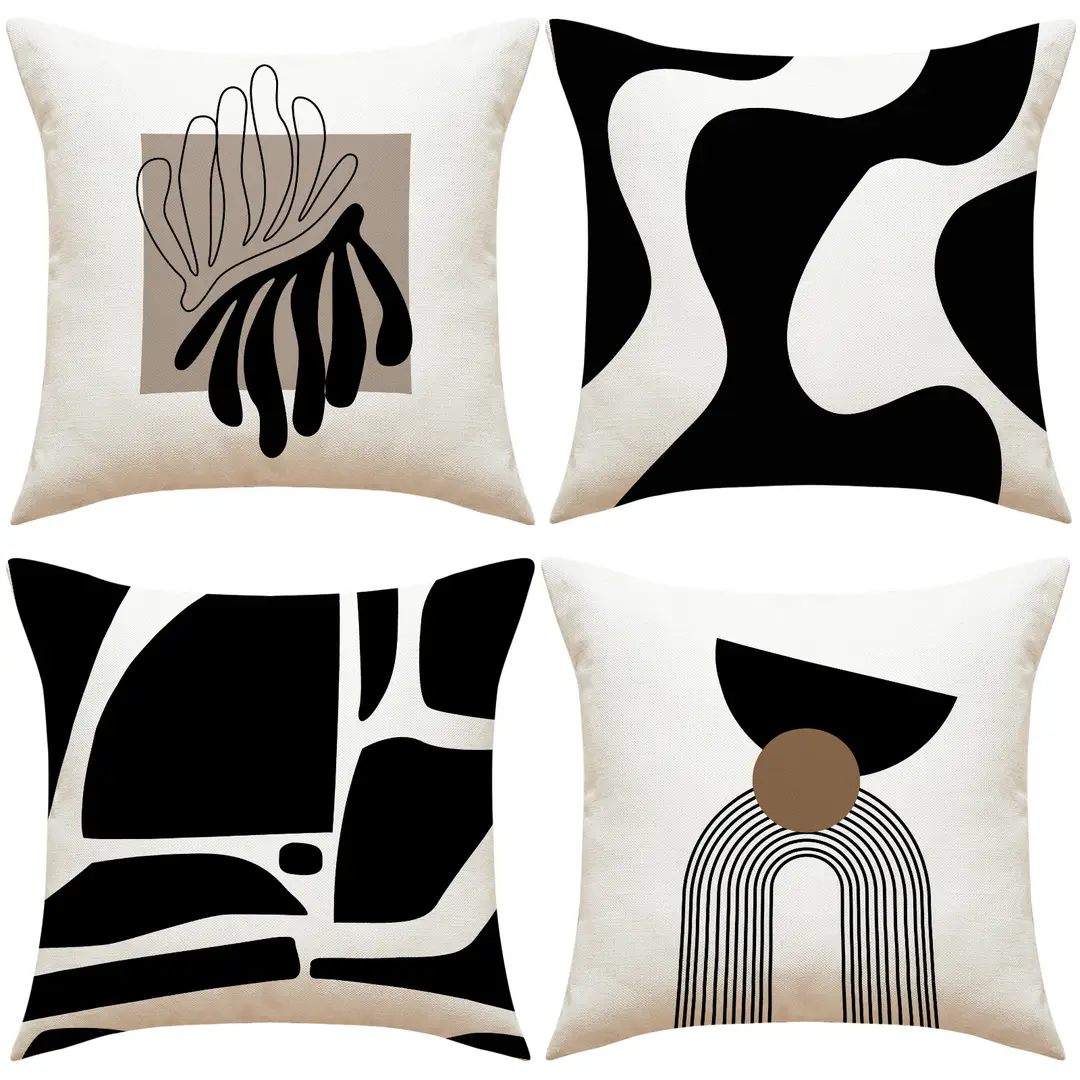 Black & White Geometric Pillow Covers for Home Decor - Image 9