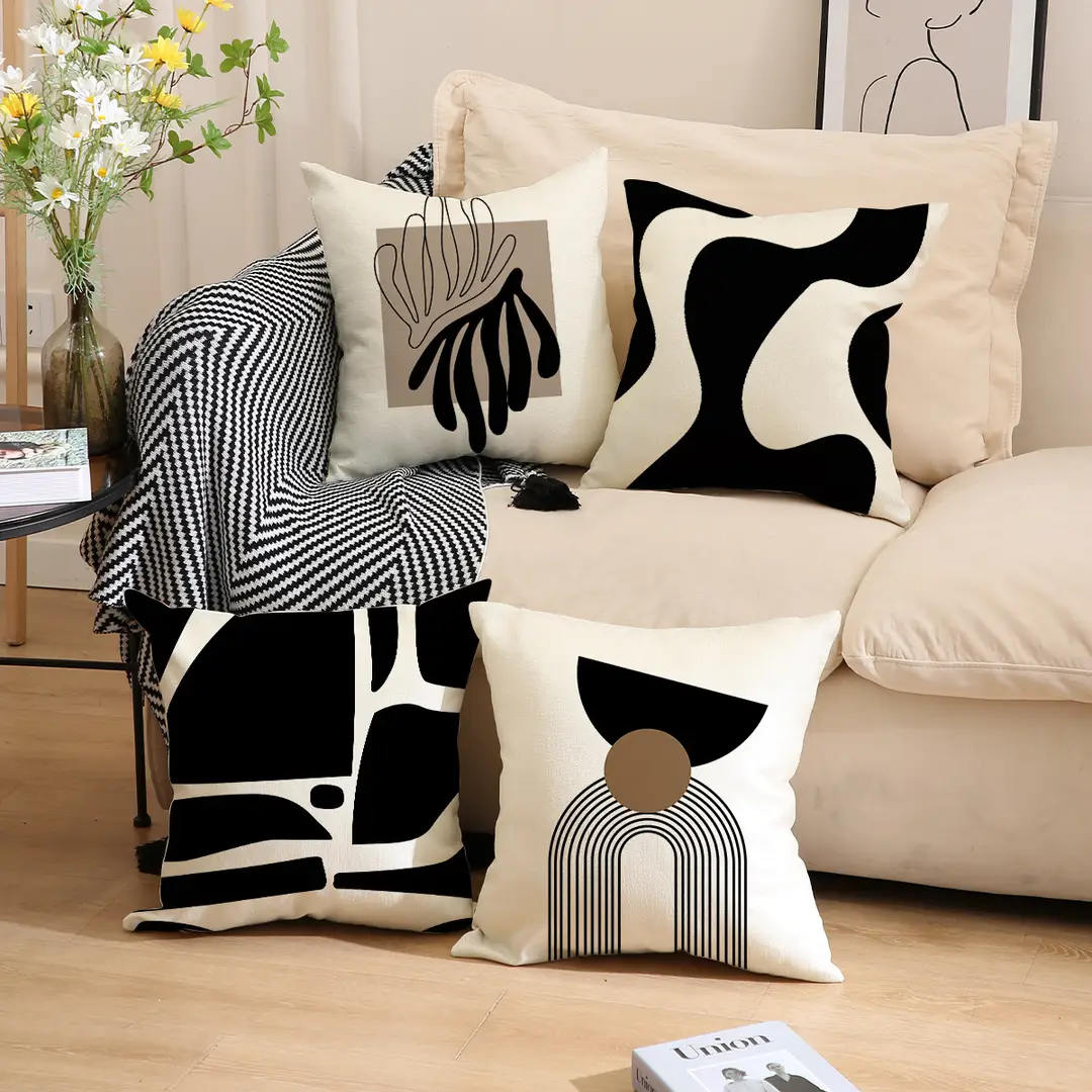 Black & White Geometric Pillow Covers for Home Decor - Image 11