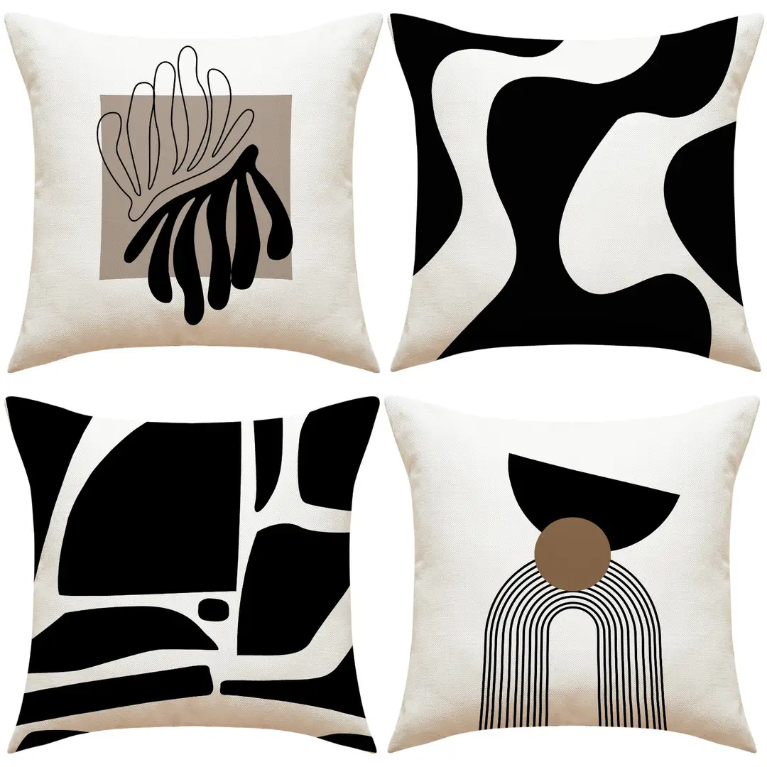 Black & White Geometric Pillow Covers for Home Decor - Image 7